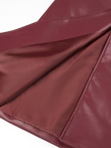 Elegant Belted Faux Leather Trench Coat