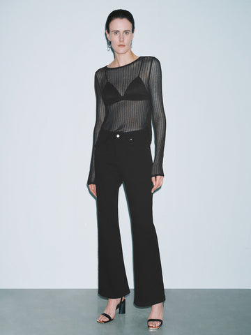 Urban Revivo Skinny Knitted T-Shirts-Black