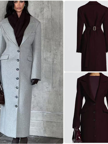 Tailored Slim Fit Long Wool Coat
