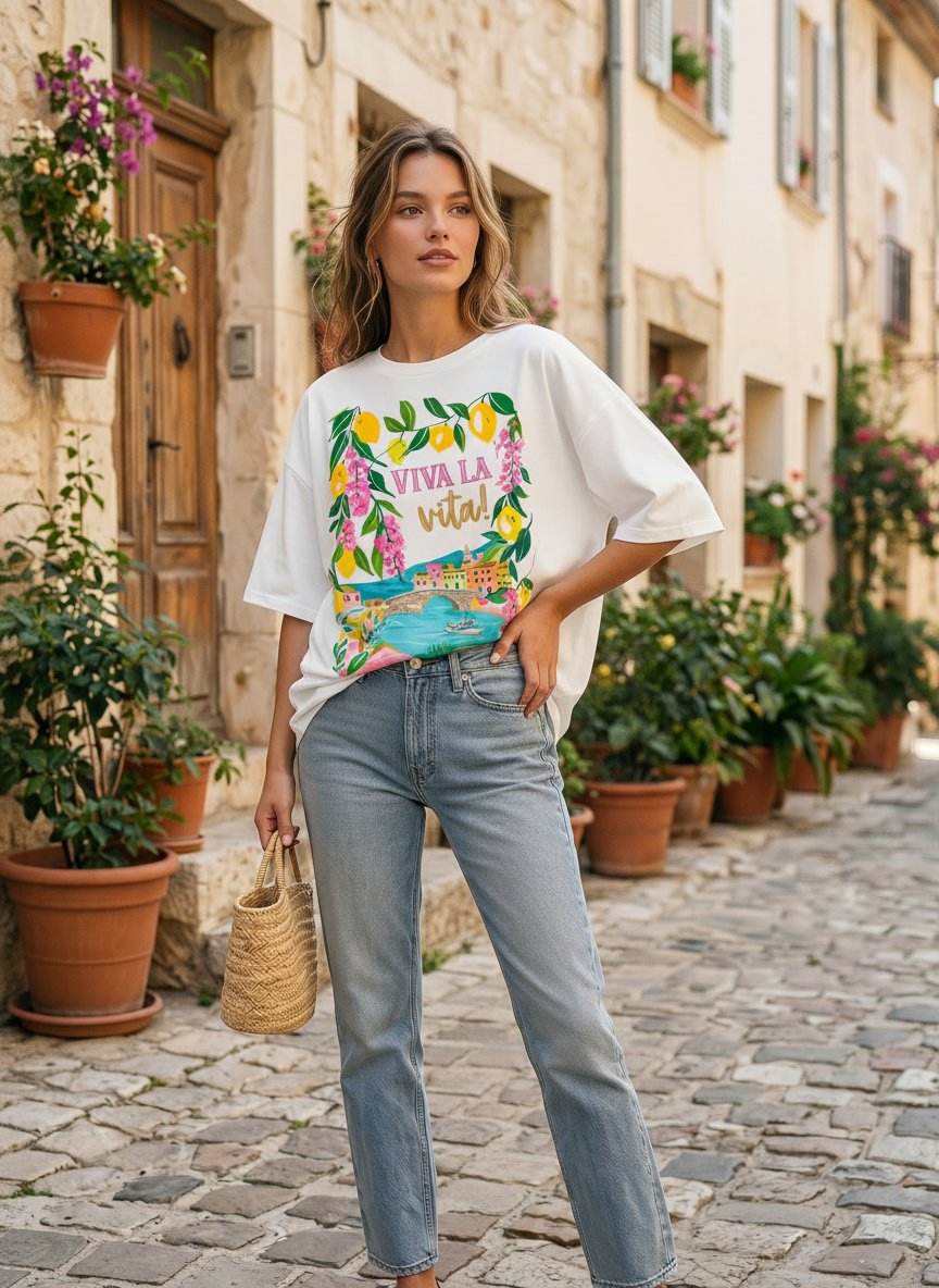 Oversized Floral Graphic Summer T-Shirt