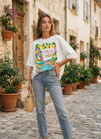 Oversized Floral Graphic Summer T-Shirt