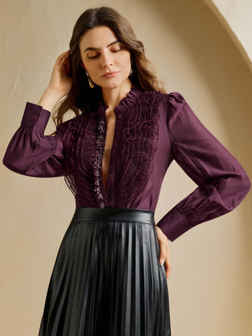 Victorian Ruffled Button Up Blouse