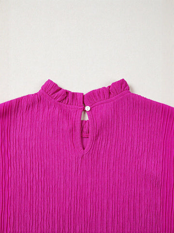 Ruffled Sleeve Textured Chiffon Blouse