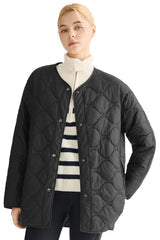 Oversized Quilted Snap Button Puffer Jacket