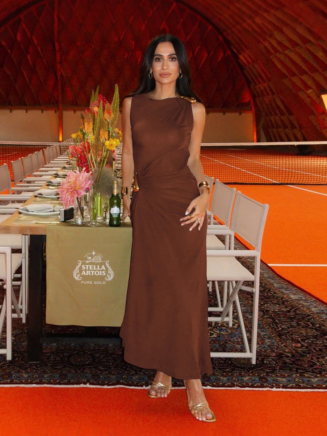 One Shoulder Draped Knot Modern Maxi Dress
