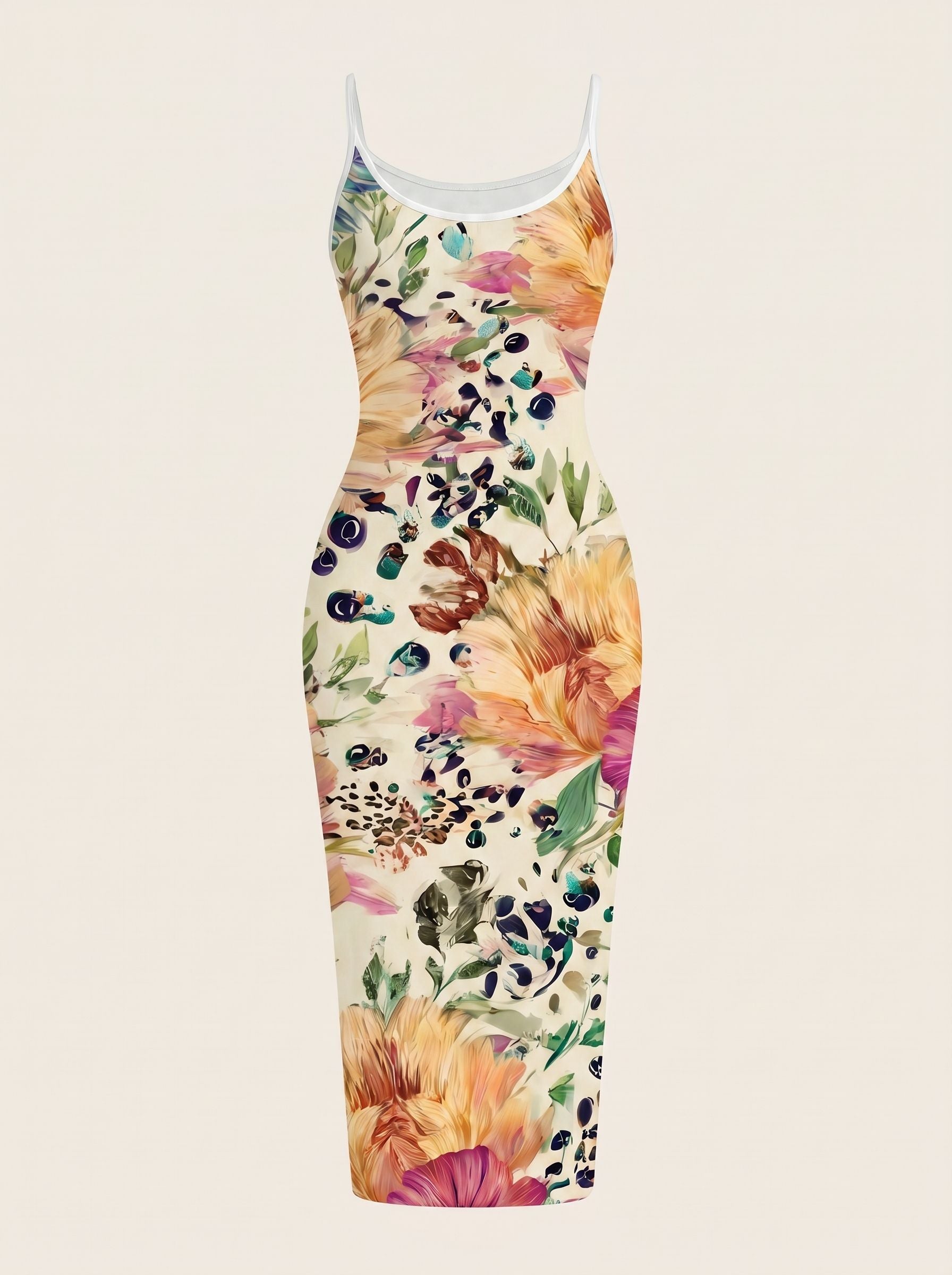 CAPRI Floral Print Sleeveless Bodycon Midi Dress