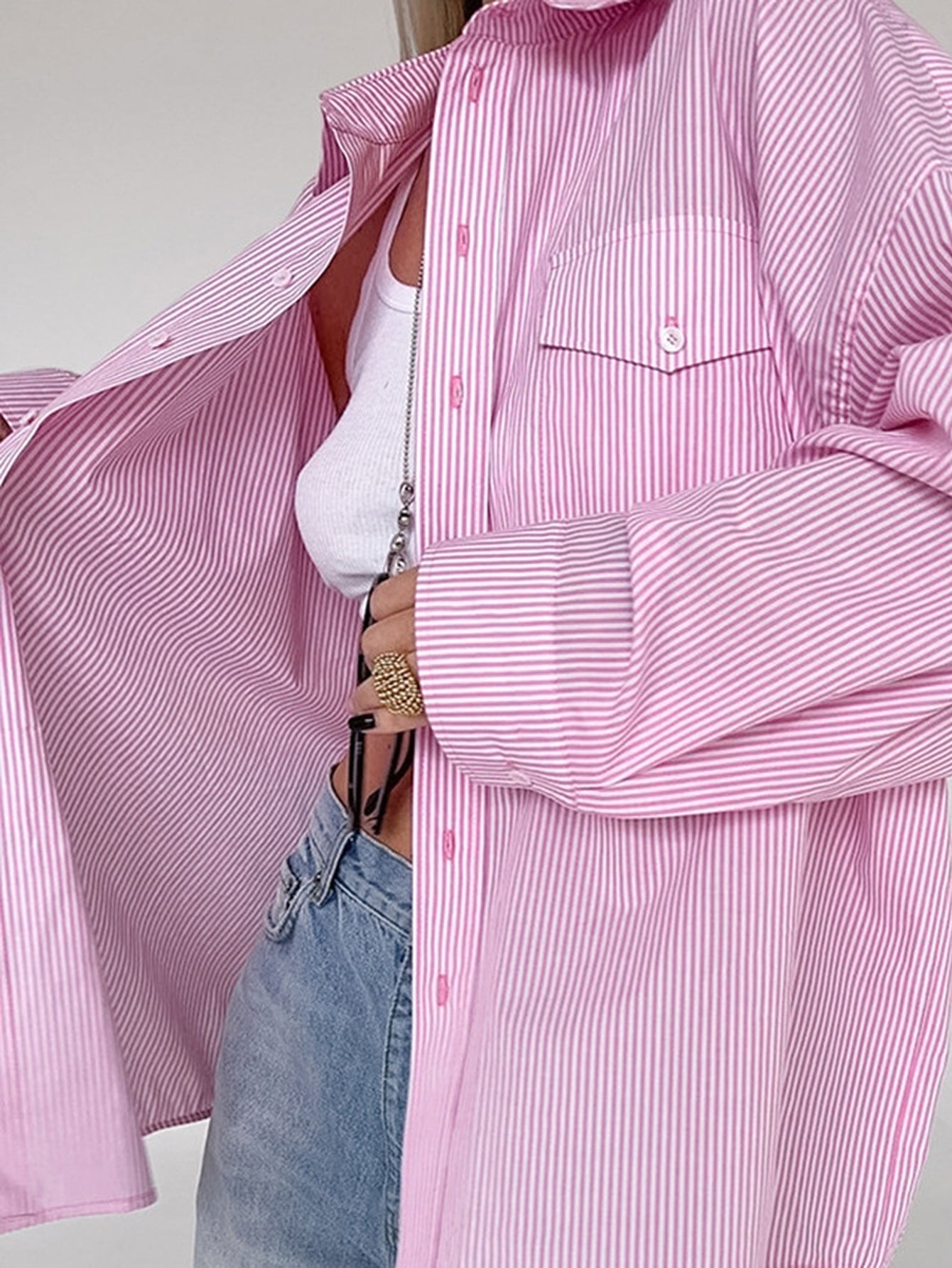 Oversized Striped Button Down Shirt
