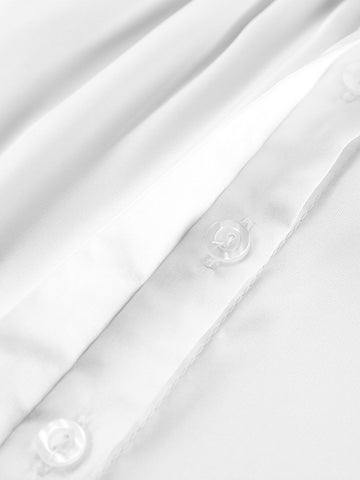 Dramatic Flared Sleeve Satin Button Shirt