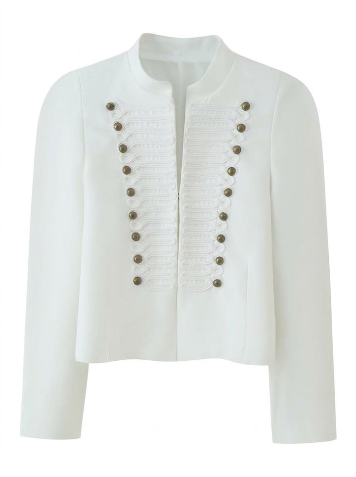 Gold Button Military Cropped Jacket