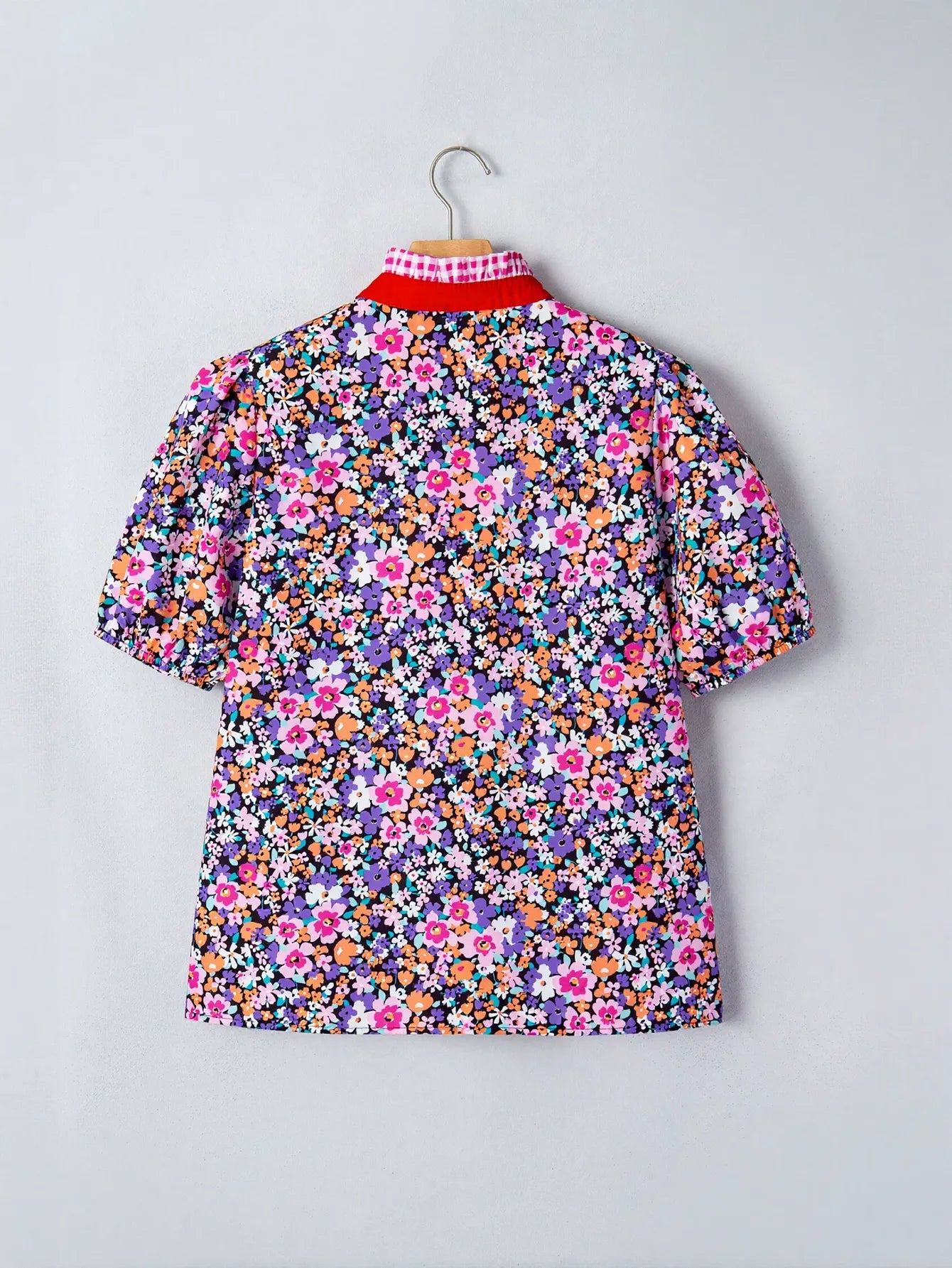 Floral Print Split Neck Pullover