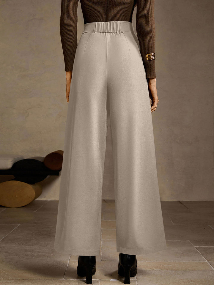High Waisted Pleated Wide Leg Trousers
