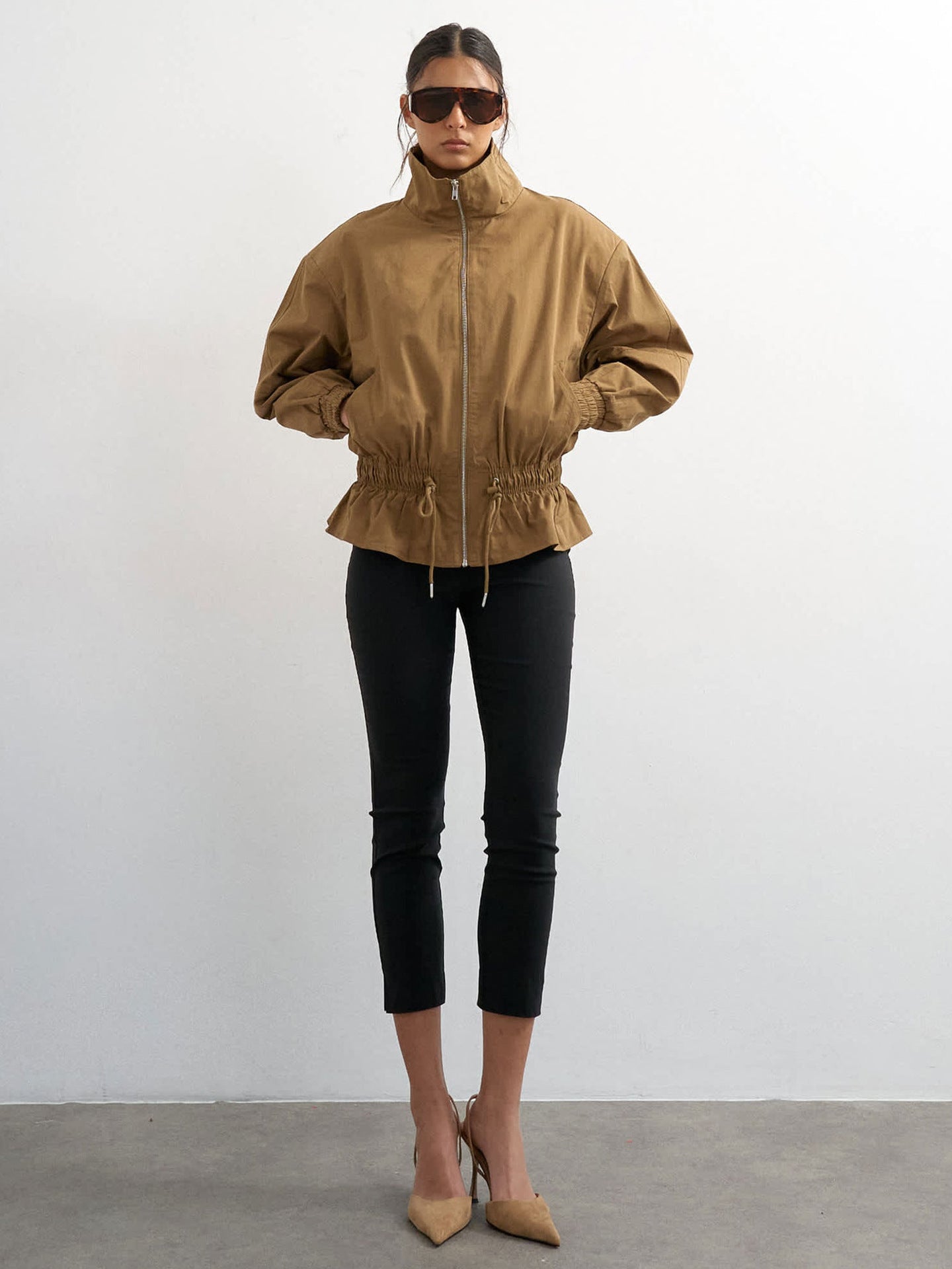 Oversized Peplum Hem Utility Zip Jacket