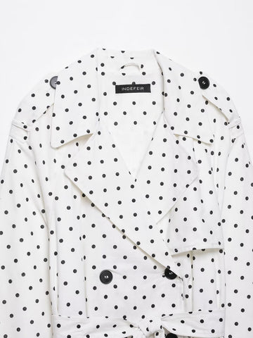 Polka Dot Belted Cropped Jacket
