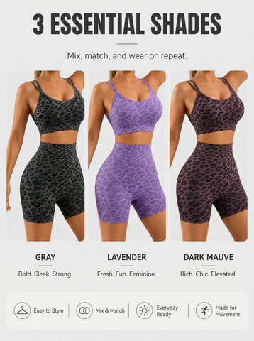 Seamless Leopard Print Workout Yoga Set