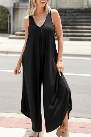 V Neck Flared Leg Jumpsuit