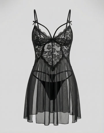 Lace Boudoir NightgownRuffle Trim Boudoir Nightgown