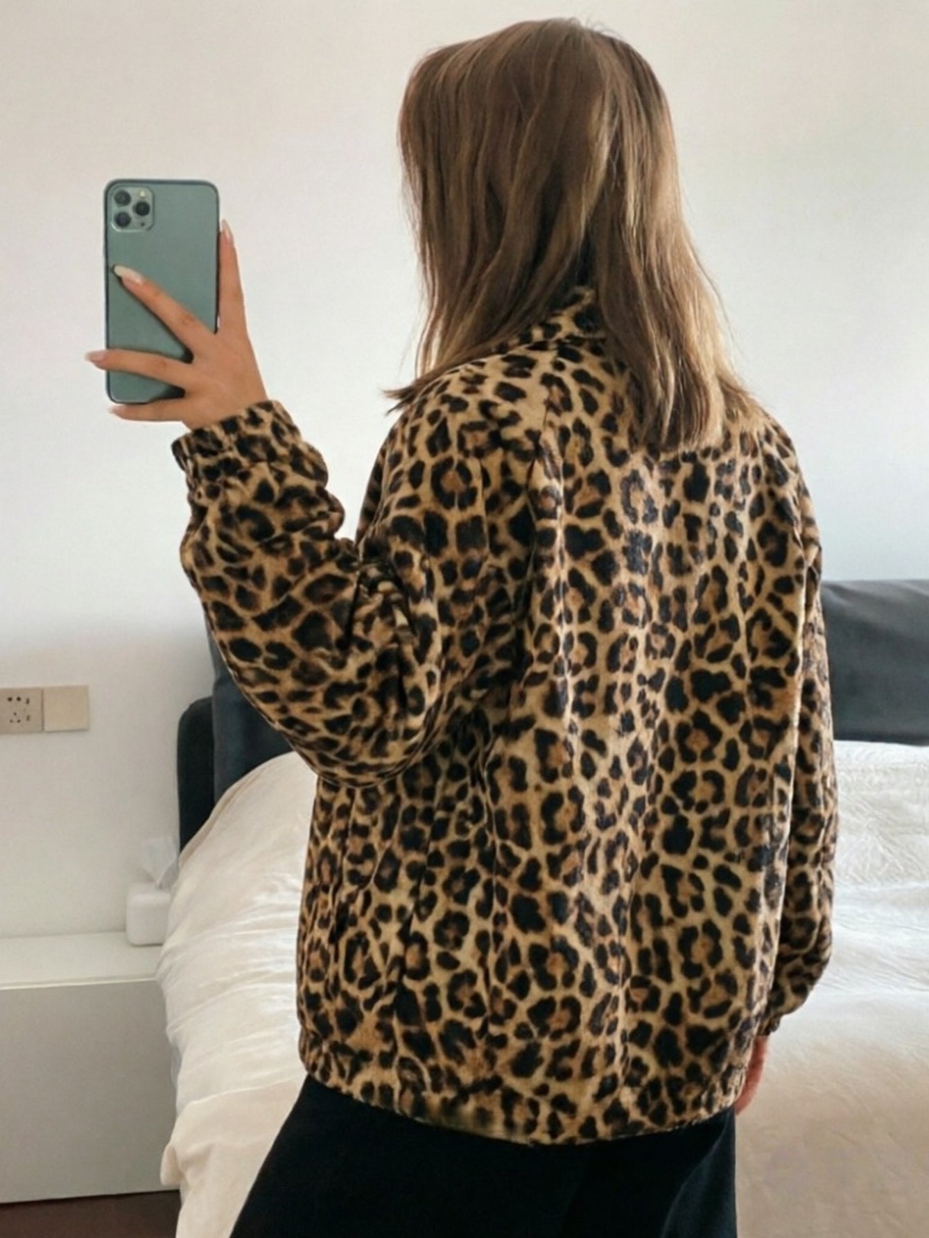 Leopard Print Zip Up Jacket