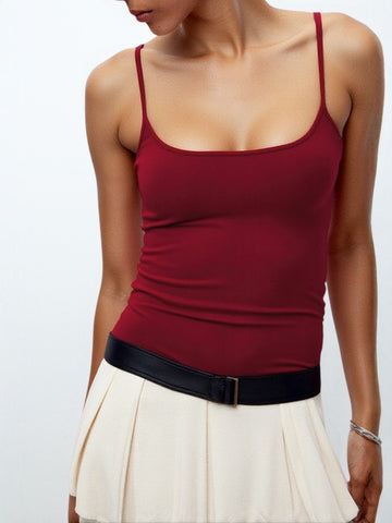 Square-Neck Sleeveless Fitted Essential Camisole