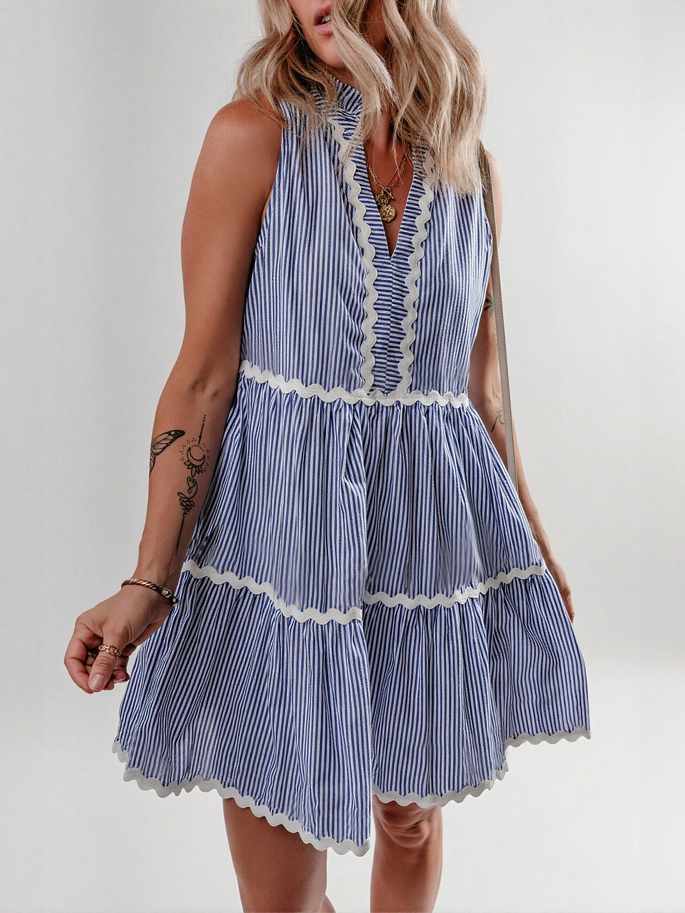 Striped Tiered Mini Dress