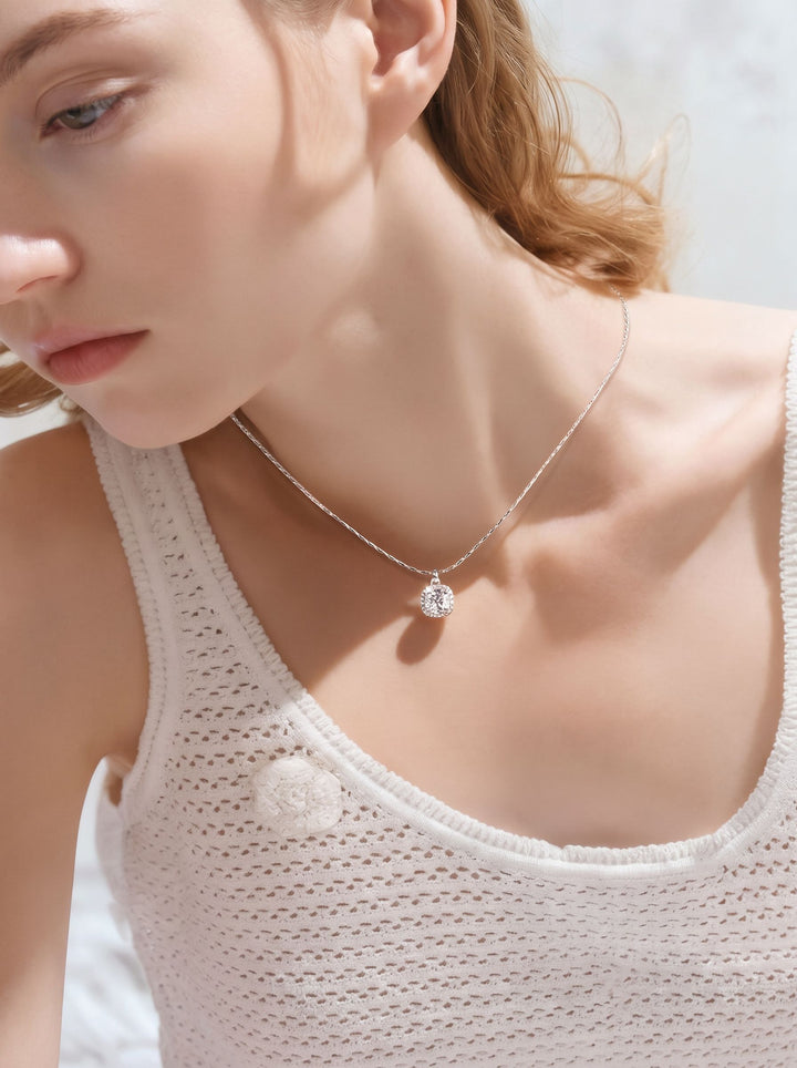 Dainty Sparkling Cushion Cut Necklace