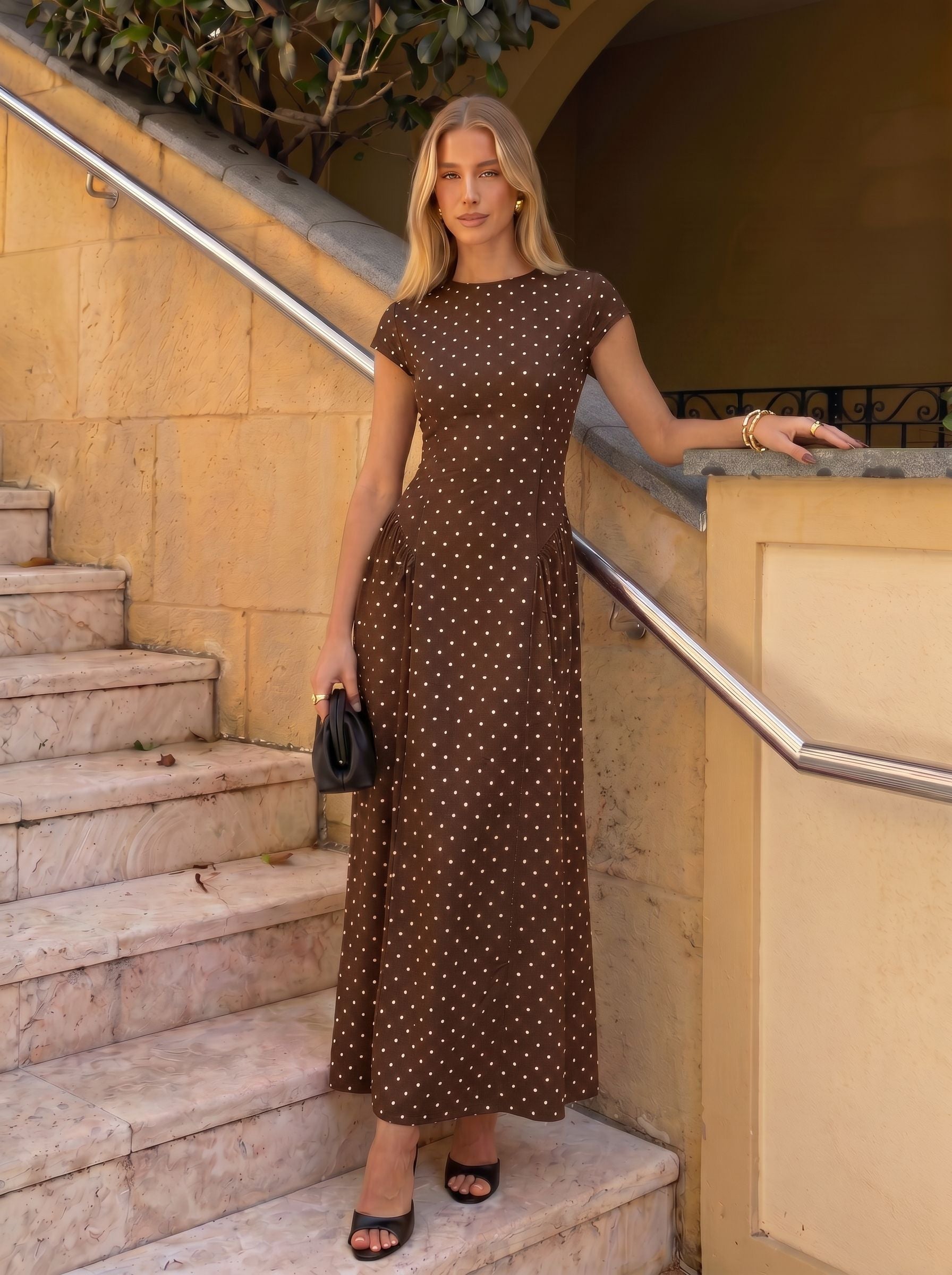 Polka Dot Sleeveless Midi Dress