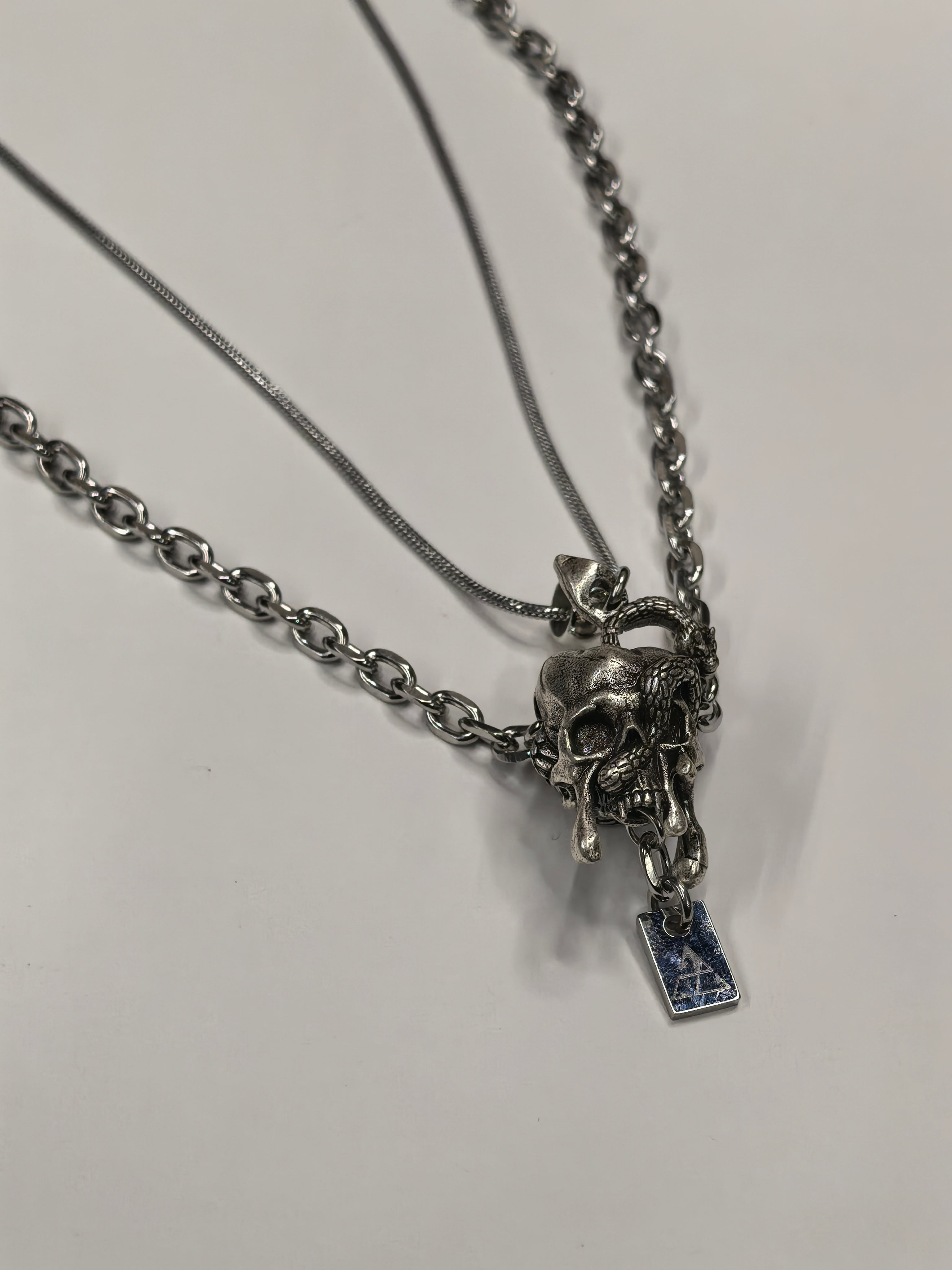 Gothic Layered Skull Pendant Necklace