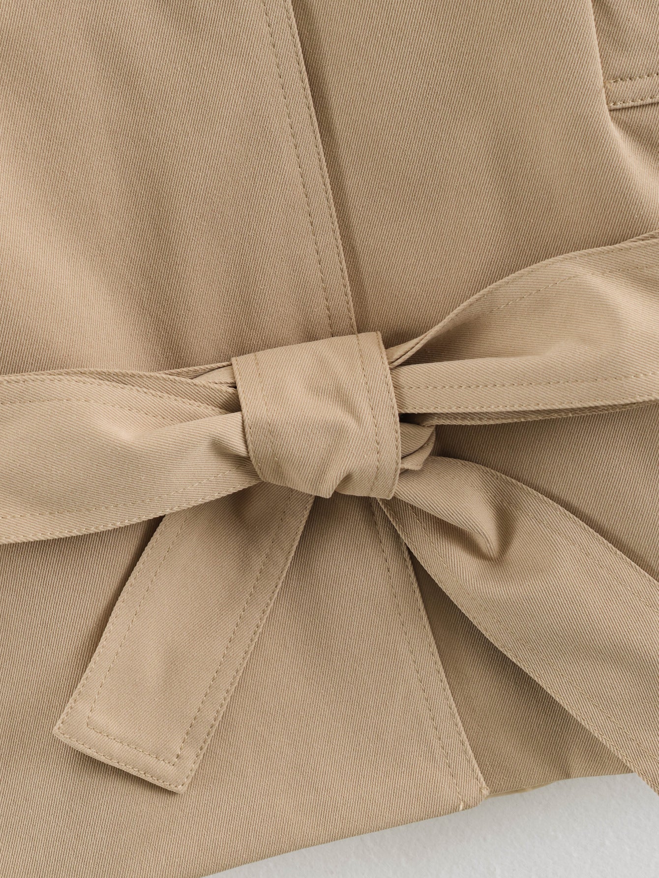 Oversized Belted Beige Cotton Jacket