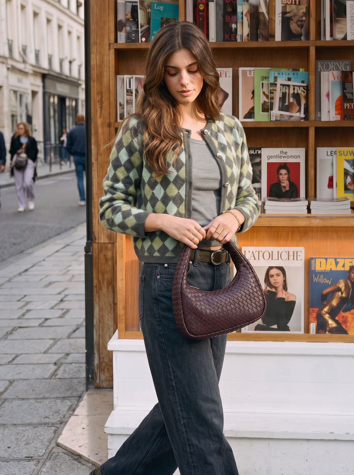 Cozy Argyle Pattern Knit Cardigan