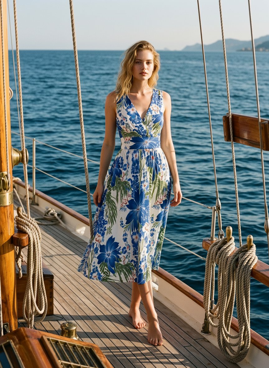 CORINNE
Floral Print V Neck A Line Midi Dress