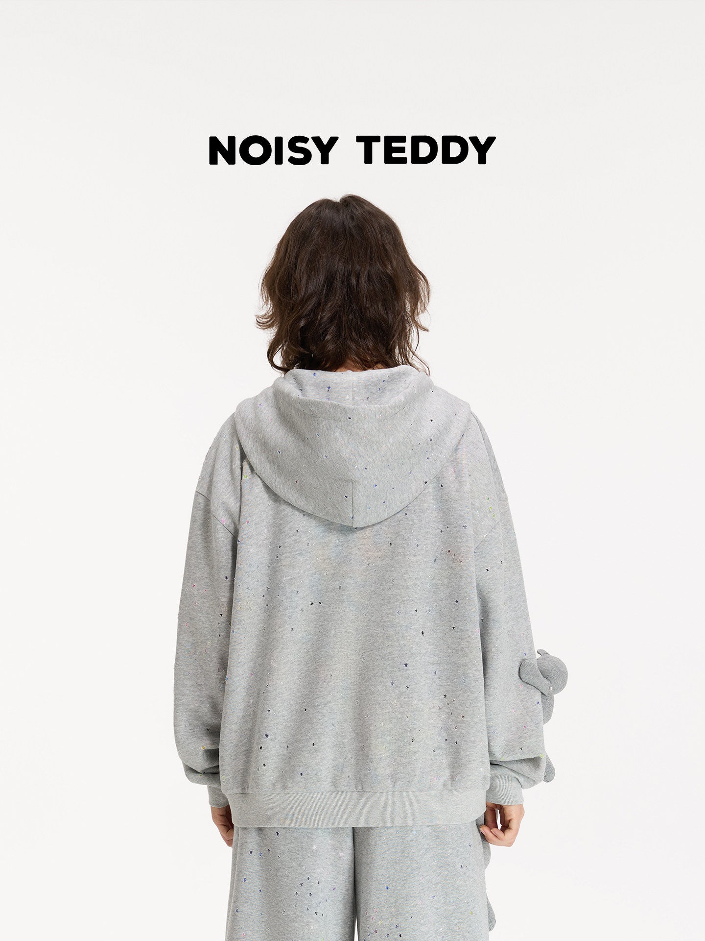 Glittery Fleece Zip Up Hooded Jacket
