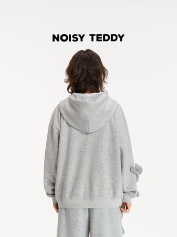 Glittery Fleece Zip Up Hooded Jacket