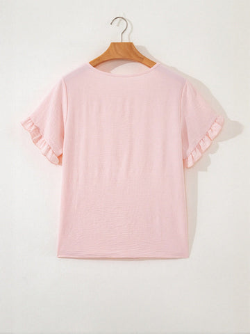 Ruffled Sleeve Casual Chiffon Blouse