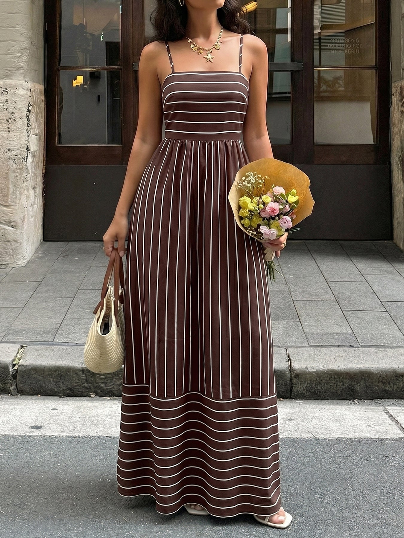 Striped Sleeveless Summer Maxi Dress