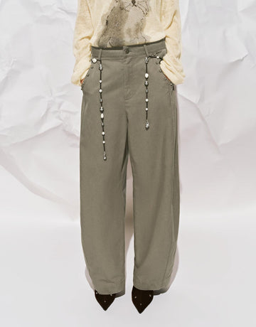 Urban Revivo Loose Fit Barrel Pants-Military Green