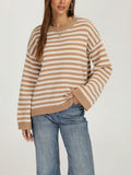 Cozy Striped Oversized Crewneck Sweater