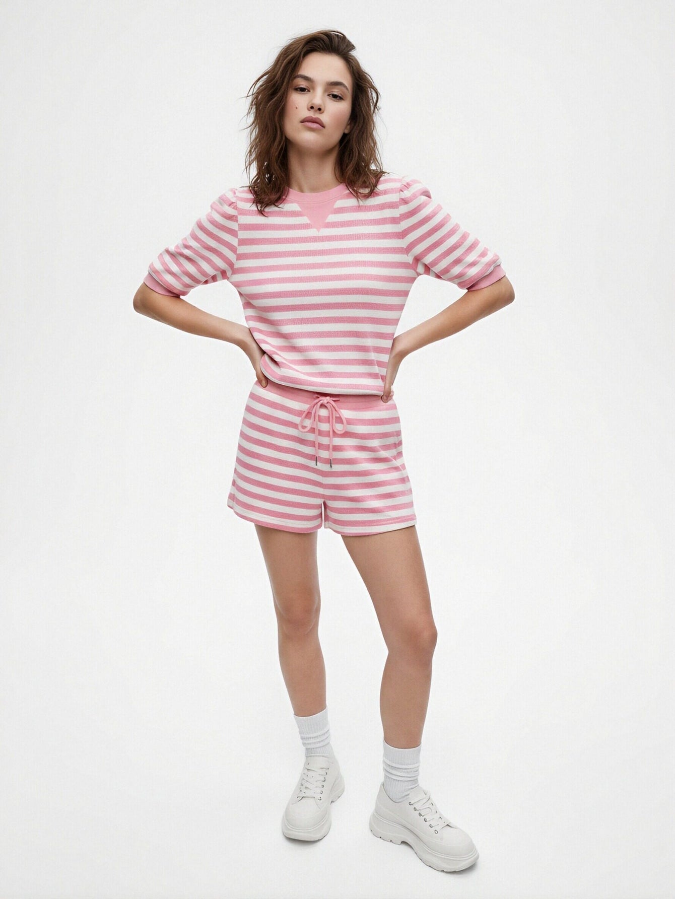 Striped Cropped Short Set