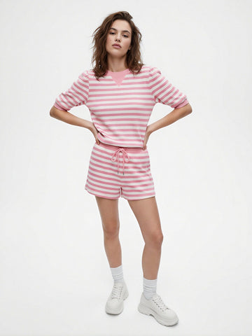 Striped Cropped Short Set