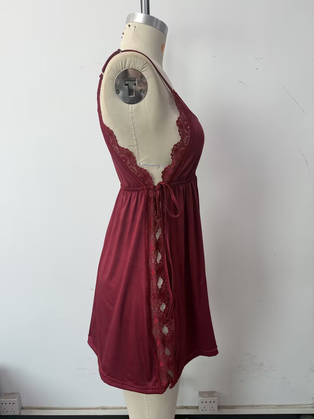 Lace Trim Soft Satin Nightdress