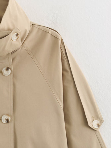 Oversized Cropped Double Breasted Trench Coat