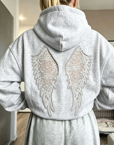 Lace Angel Wing Back Hoodie