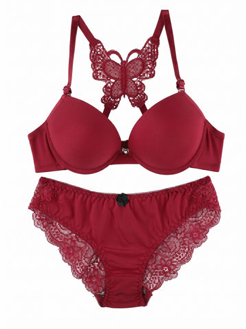 Butterfly Lace Push Up Lingerie Set