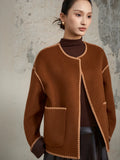 Contrast Trim Wool Blend Coat