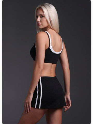 Cropped Top Stripe Trim Tennis Set