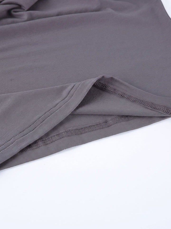 Padded Shoulder Cowl Neck Top