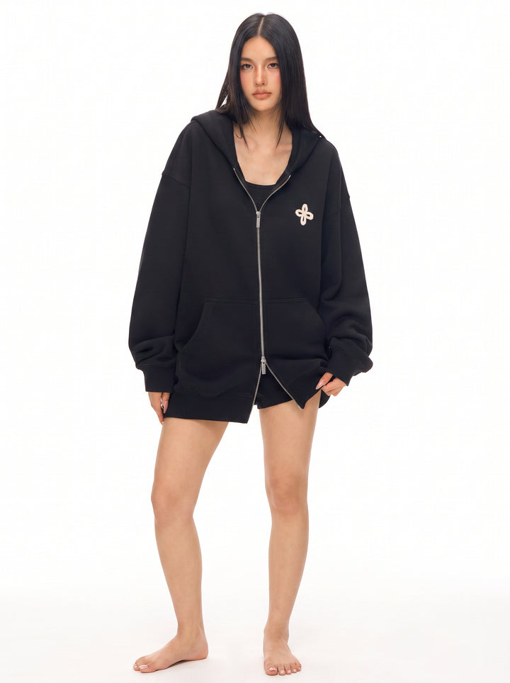 Oversized Graphic Zip Up Hoodie