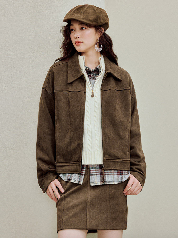 Cozy Suede Scuba Women Jacket
