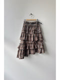 Plaid Ruffled Asymmetrical Tiered Skirt