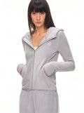 Slim Fit Velour Zip Hoodie