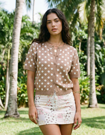 Polka Dot Short Sleeve Cardigan