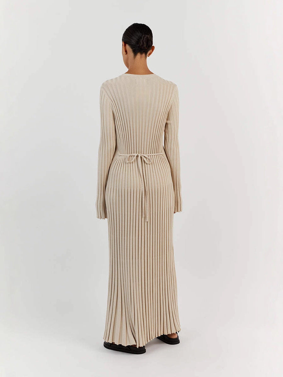 Slim Fit Ribbed Knit Maxi Dress